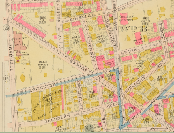 1908 JERSEY CITY HUDSON COUNTY NEW JERSEY BALDWIN PARK BRIGHT-WASHBURN ATLAS MAP 