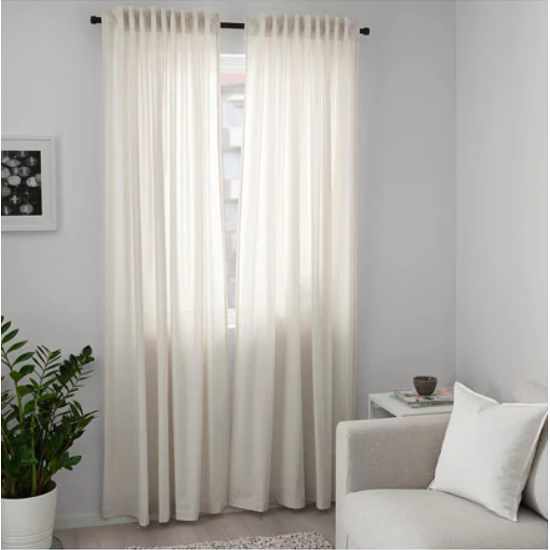IKEA HANNALILL GARDINENPAAR In Beige Baumwolle