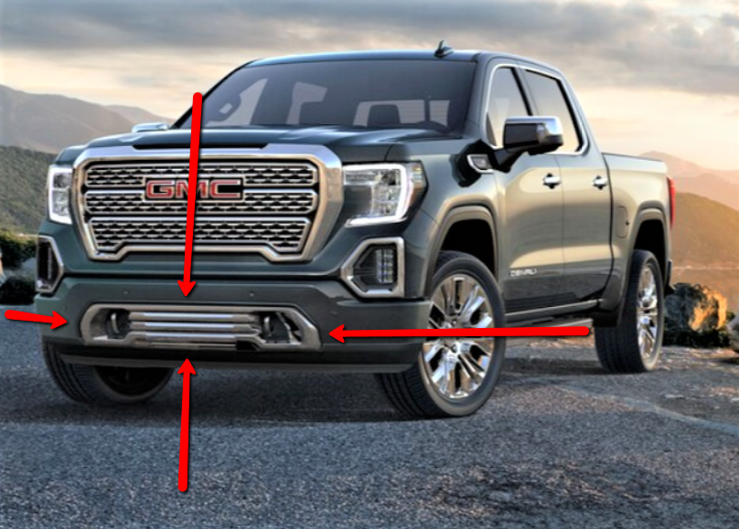 20192021 GMC SIERRA 1500 Denali Chrome LWR Bumper Filler