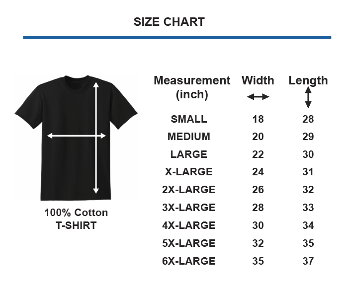 Bad Boy T Shirt Size Chart