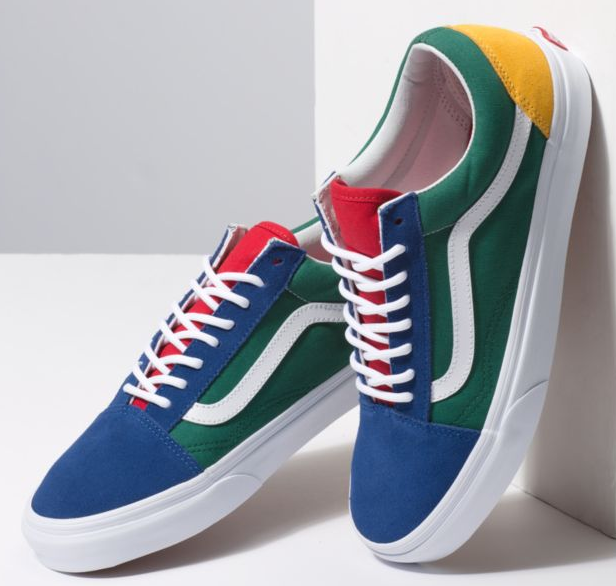 green red and blue vans