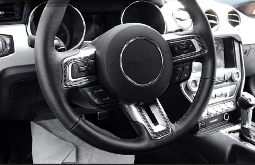 Carbon Fiber Interior Steering Wheel Cover Trim 3pcs For