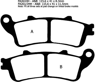 EBC Sint Front Brake Pads FA261HH Honda CBR 1100 XX Super Blackbird 1997-2008 