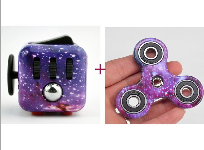 Purple Galaxy Fidget Cube Fidget Hand Spinner Set Ceramic Stress Relief Cute 9 99 Picclick