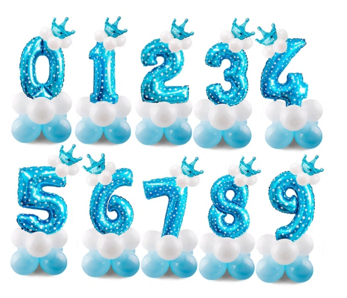 Colonna Di Palloncini Con Corona Numero 0-9 Compleanno Festa Anniversario