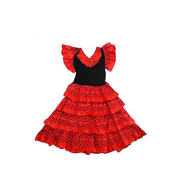 Baby Girl espagnol/traditionnel en tricot rose à col robe avec nœud 