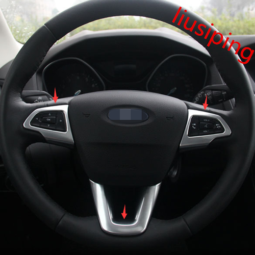 3pcs Abs Chrome Interior Steering Wheel Cover Trim For Ford