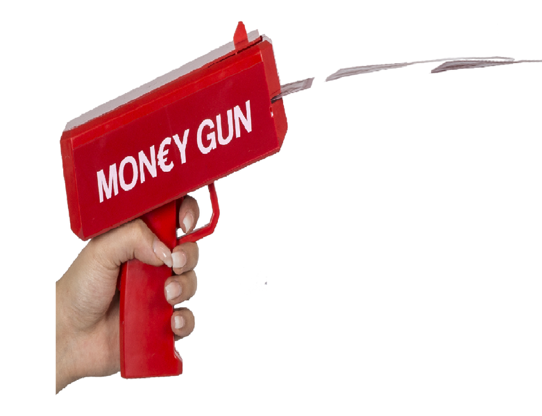 Cash Gun Mon€y Gun Geld Pistole mit € Spielgeld Euro Partyartikel Geldgeschenk