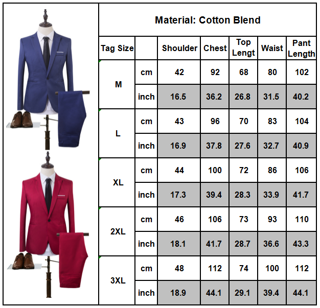 MEN'S SOLID SUIT Slim Fit Two Piece Coat Pants Trousers Formal Wedding ...