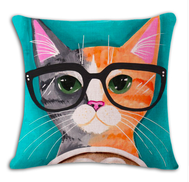 Drôle Chat Housse Coussin Dessin Portrait Art Chaton