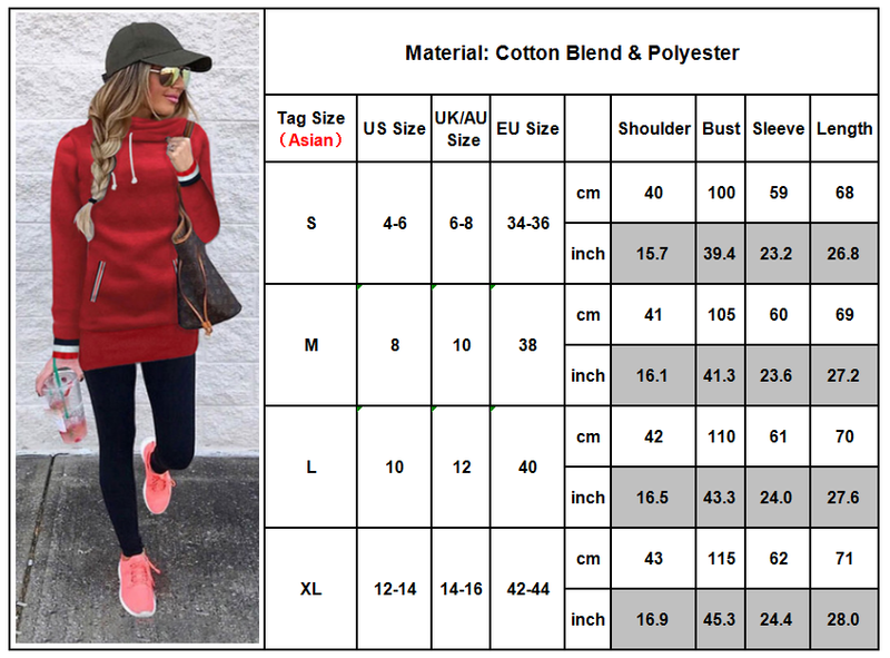 Women Hoodie Sweatshirt Hood Active Wear Pullover Jumper Cowl Neck Tops Size 16