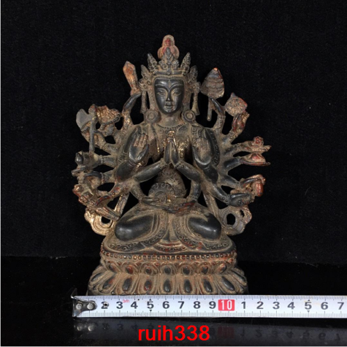 China Tibet hand-carved old copper guanyin bodhisattva, 