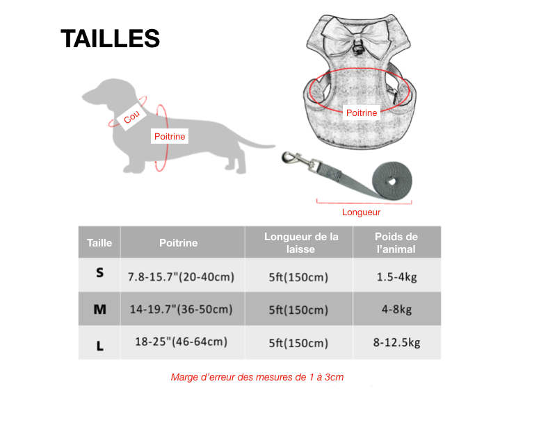 Kit Harnais Pour Petits Chiens Chats Chiots Avec Laisse