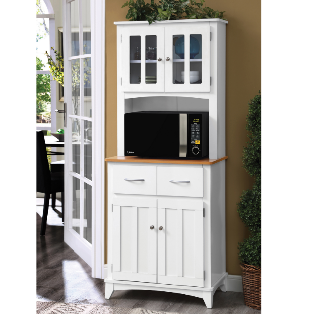Kitchen Dining Bar White Wood Tall Microwave Cart Kitchen