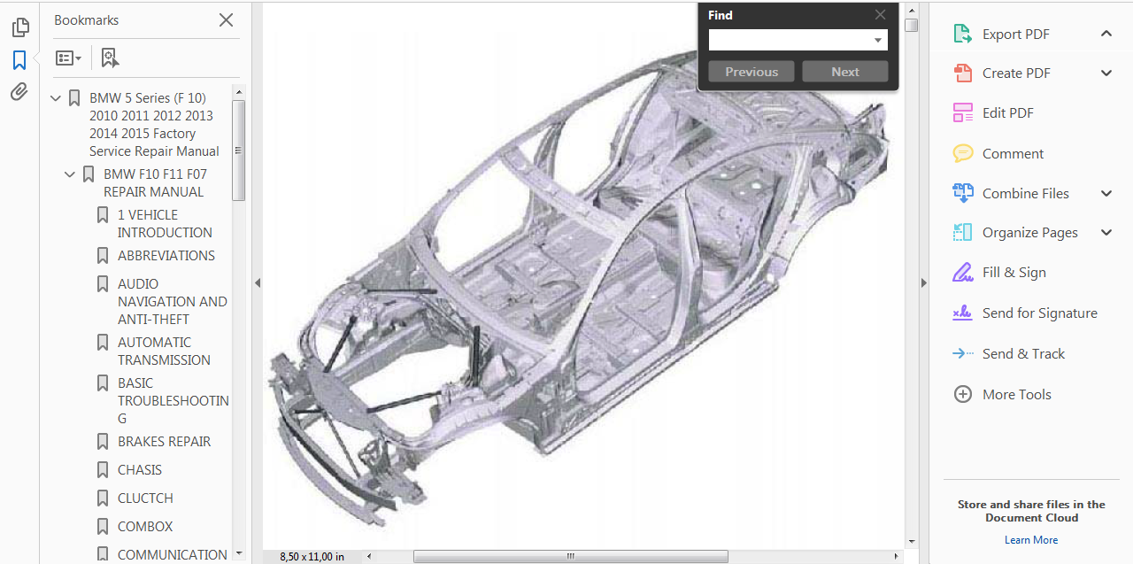 WORKSHOP MANUAL SERVICE & REPAIR GUIDE for BMW 5 SERIES F10 2009-2017