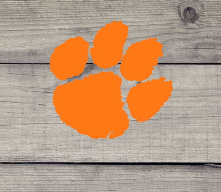 Clemson Tiger Paw Vinyl Decal Name Or Monogram Auto Yeti