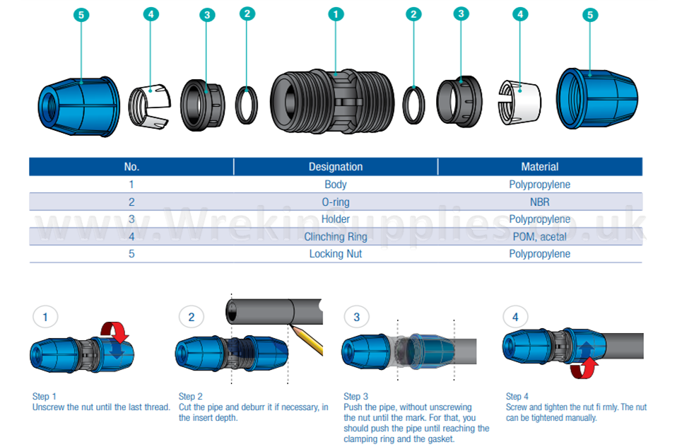 MDPE PLASTIC POLY Pipe Fitting 20mm 25mm 32mm 40mm 50mm 63mm Water Main