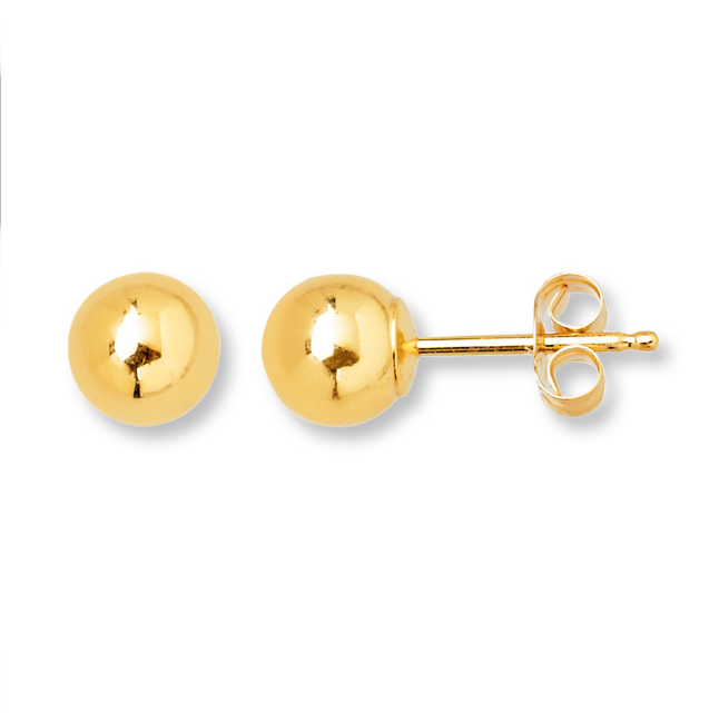 14k Yellow Gold Ball Stud Earrings 2-10mm *