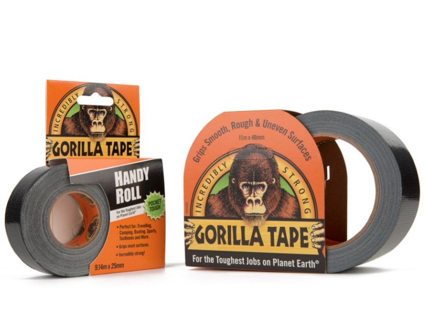2 X ROLLS X 48MM X 11M WATERPROOF GORILLA TAPE BLACK & WHITE 2 X ROLLS X 48MM X 11M WATERPROOF GORILLA TAPE BLACK & WHITE