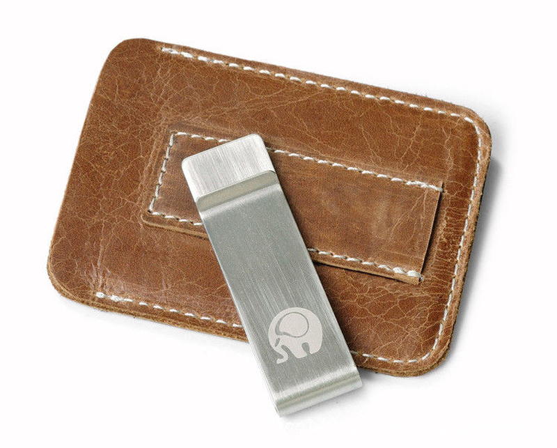 Men Cowhide Genuine Leather Money Clip Wallet Slim Metal Short Wallets Clutch - 