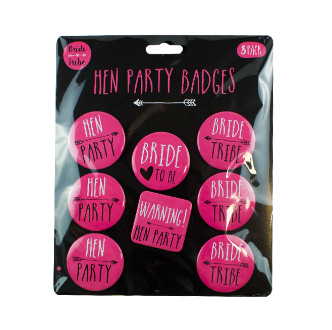 58mm name White//Pink Personalised Hen Party Pin Badges venue /& title date