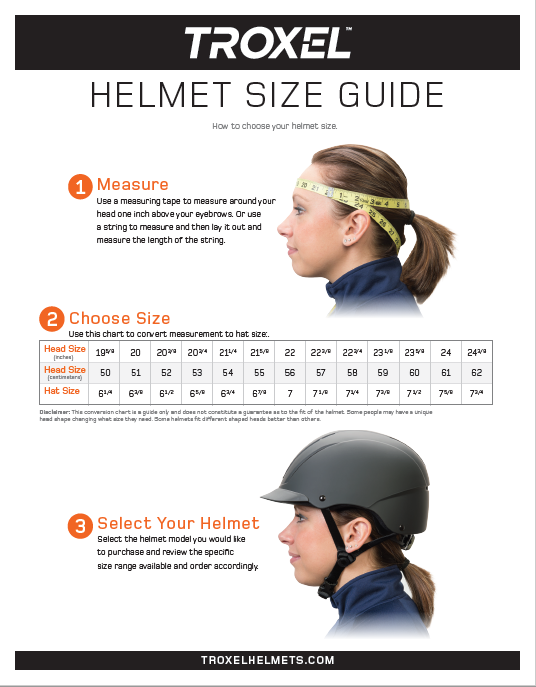 Horse Riding Hat Size Chart