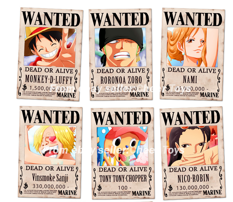 One Piece Luffy 1 5 Billion Berry Anime Pirates Wanted Posters