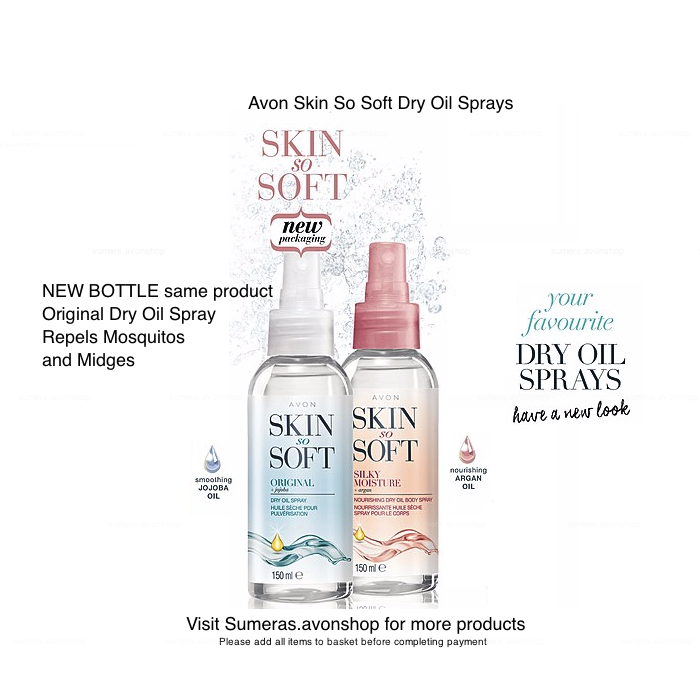 Avon skin so soft dry oil body spray repels insects midges 150 ml x 1