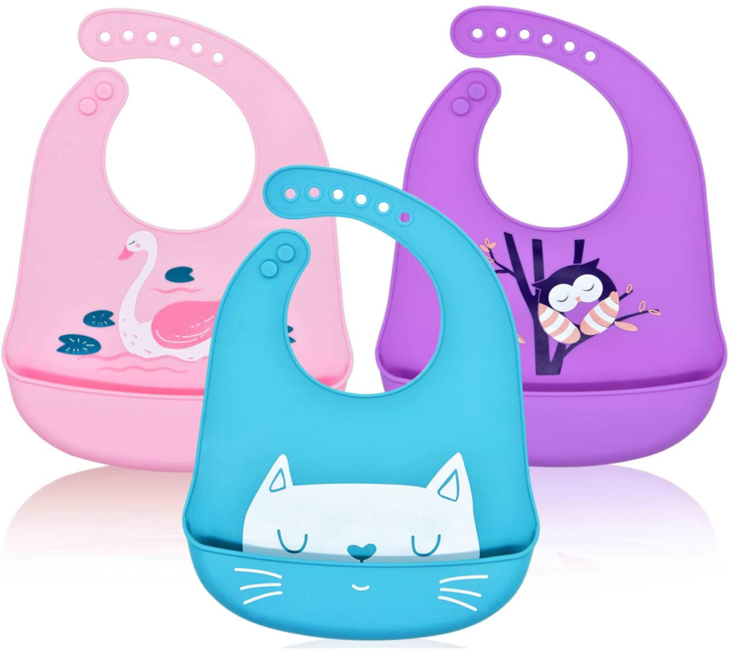 3 Pcs Bebe Bavoir Silicone Souple Bavette En Silicone Rose Bavoir Plastique Eur 19 14 Picclick Fr