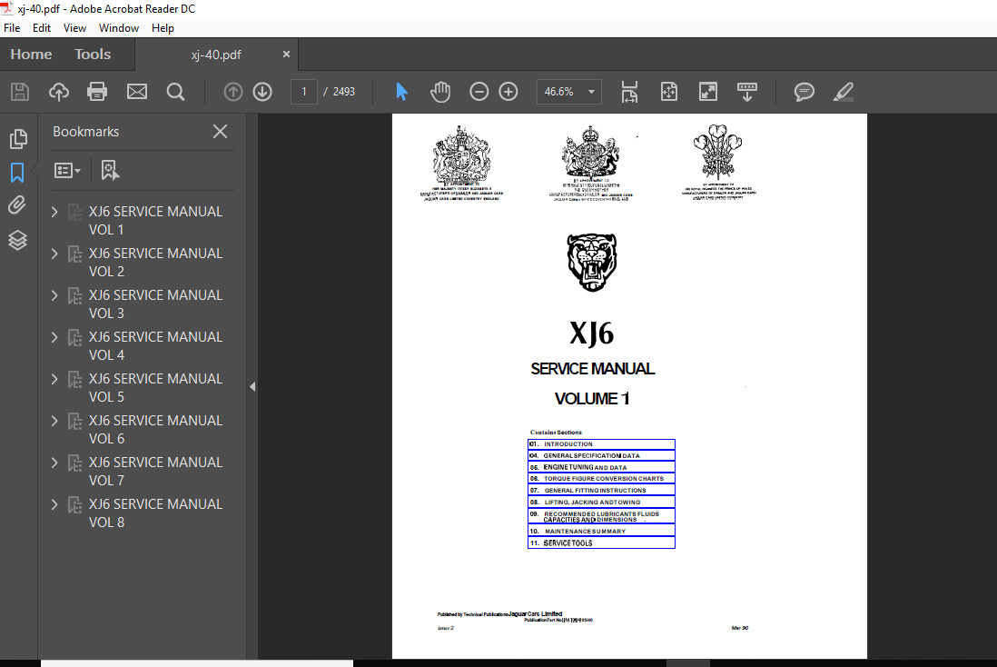 Jaguar XJ40 & Daimler 2.9, 3.2 & 4.0 Litre 1986-1994 Factory Workshop Manual  2 2 of 6 ...