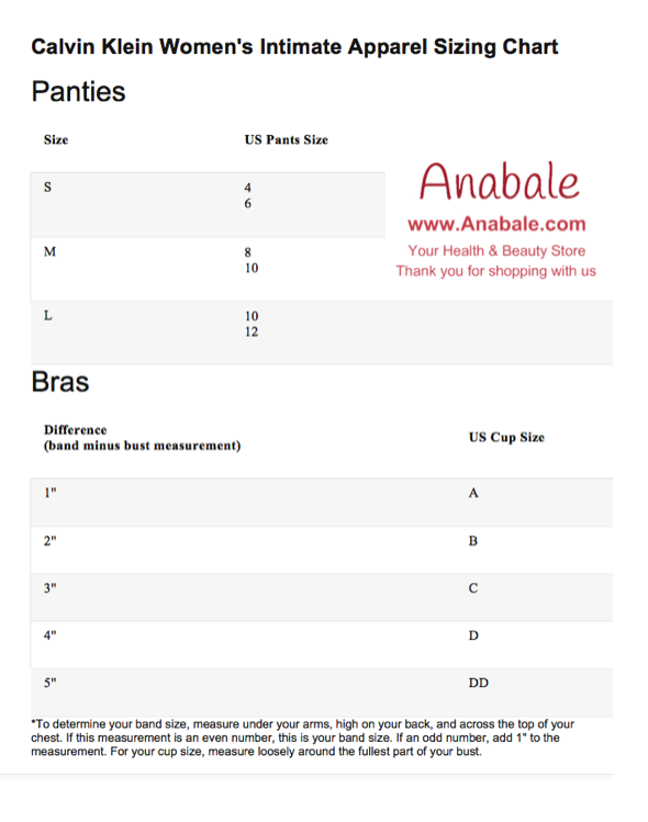 Calvin Klein Briefs Size Chart