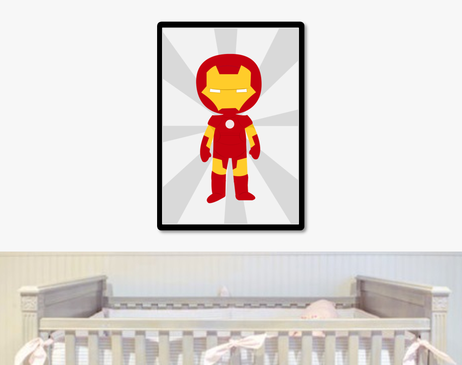 Cute Superhero Nursery Wall Art Print Baby Boy Girl Room