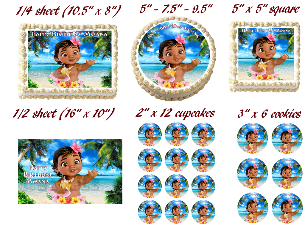 Baby Moana Party Edible Cake Topper Image 6 50 Picclick