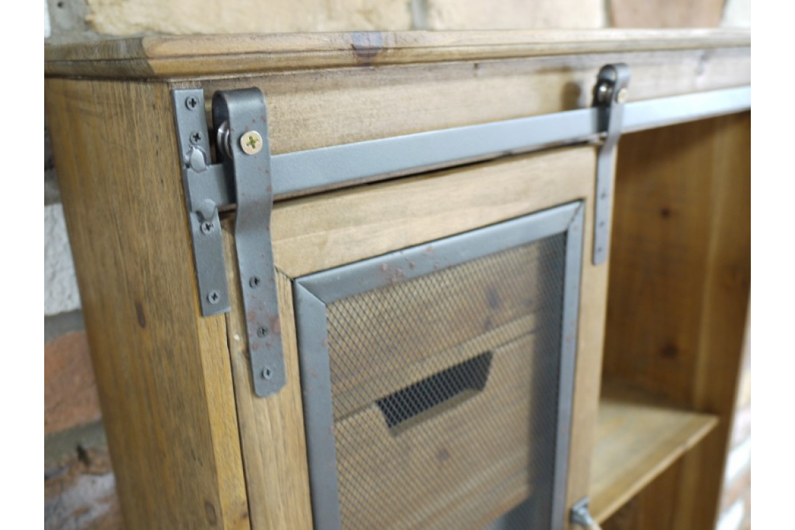 Large Industrial Wall Cabinet Vintage Style Metal Wood Kitchen