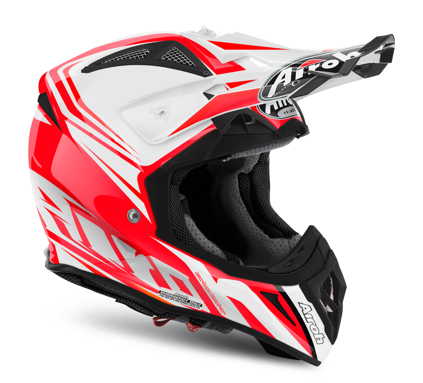 AIROH AVIATOR 2.2 READY RED MOTOCROSS HELMET GOLD STAMPED APPROVED 