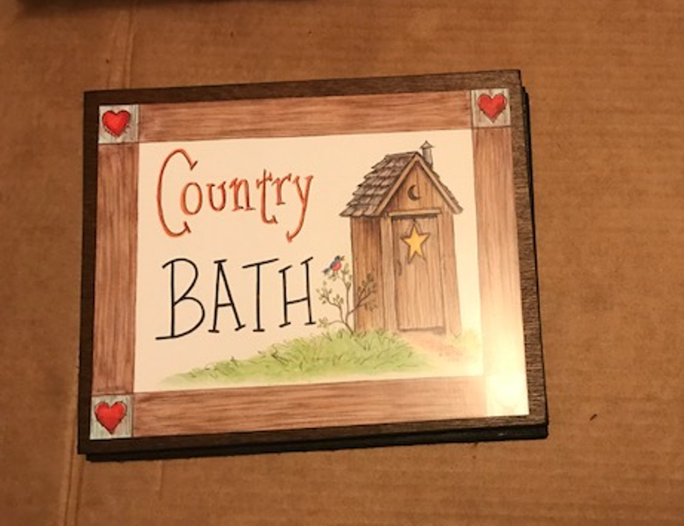 Home Furniture Diy Outhouse Country Bathroom Stenciled Wood
