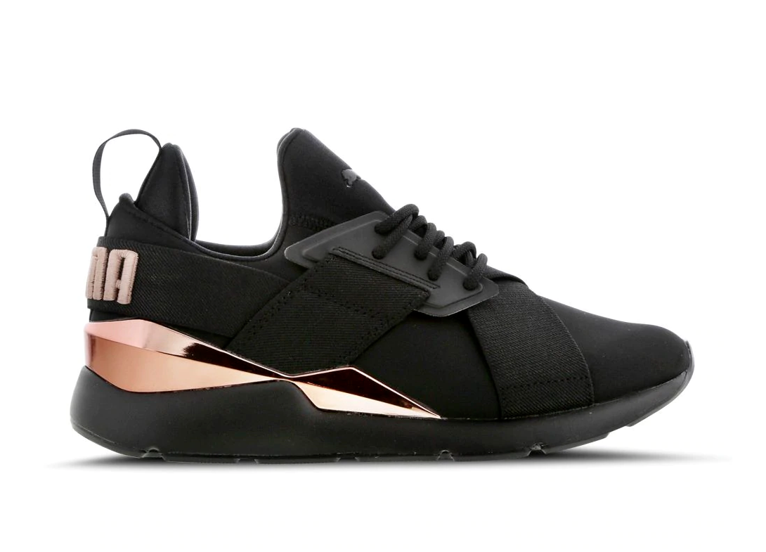 puma black rose gold trainers