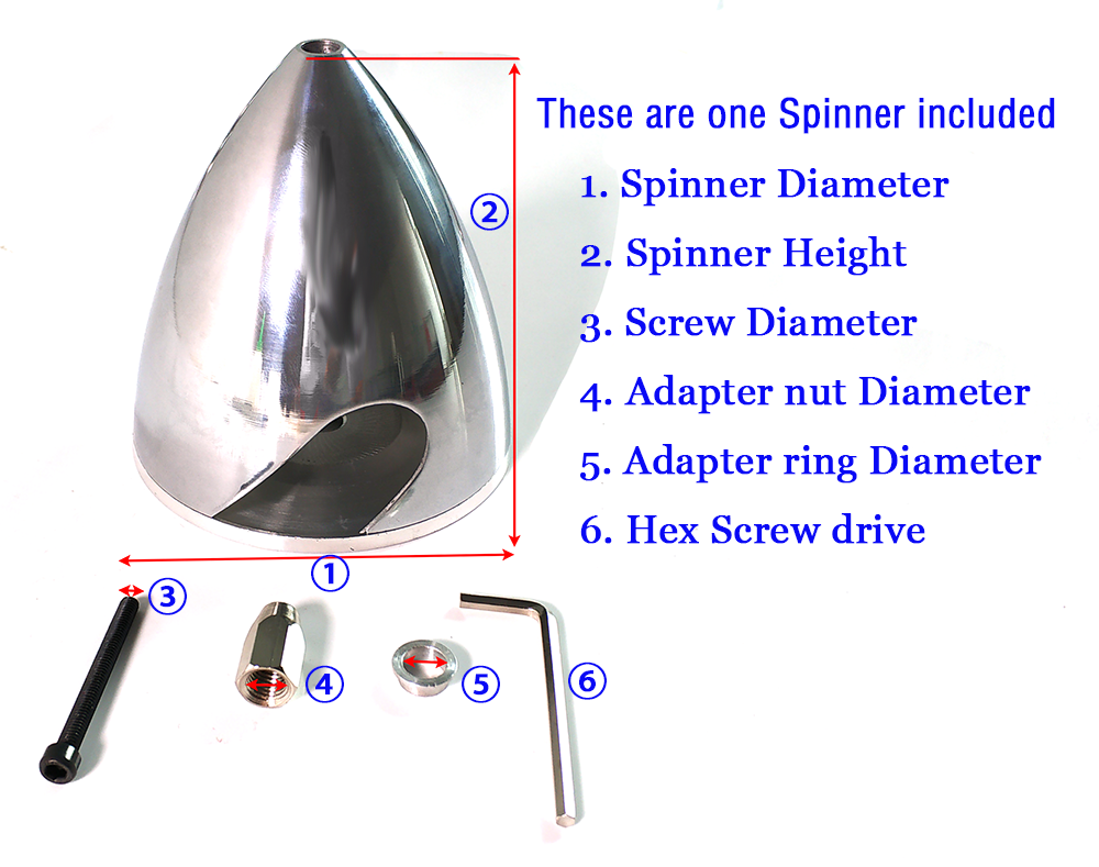 Aluminum Alloy 2-Blade Spinner 1.15" 1.5" 1.75" 2" 2.25" for RC Airplane Motor