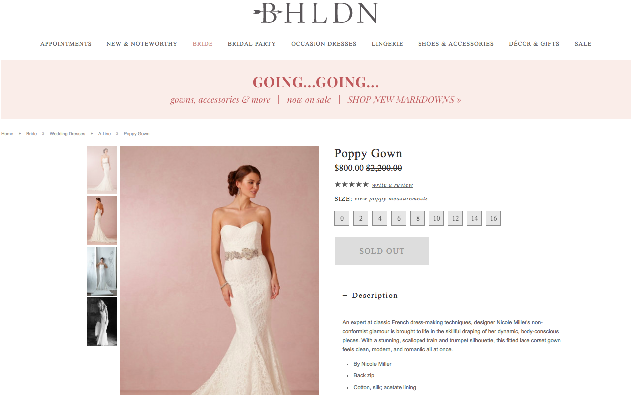 Bhldn Anthropologie Nicole Miller Model Poppy Ivory Lace Trumpet