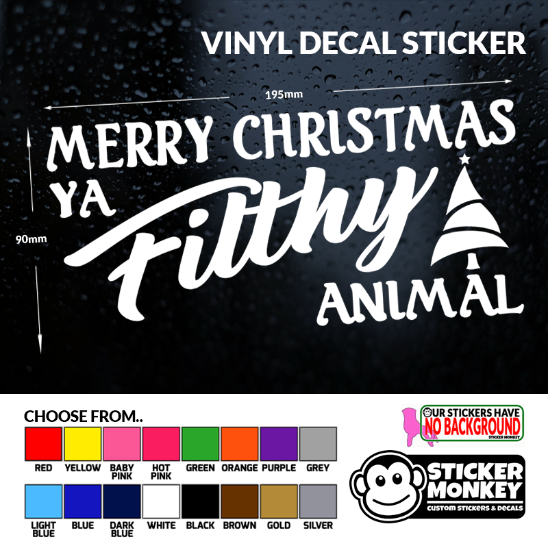 Window Vinyl Decal Sticker Car Merry Christmas Ya Filthy Animal For Wall