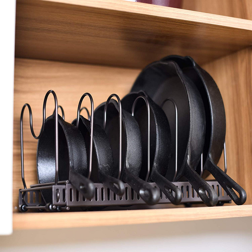 Adjustable Kitchen Cabinet Pantry Pan Rack Holder Pot Lid