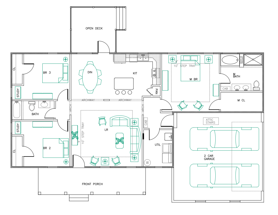 Ranch House Plans 1643 Sf 3 Bed 2 Bath Open Floor Split