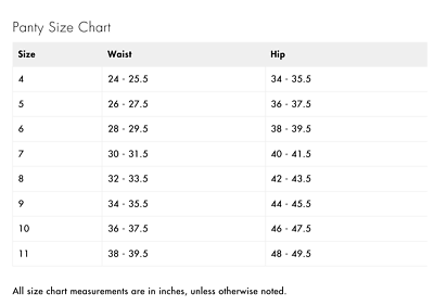 Vanity Fair Briefs Size Chart