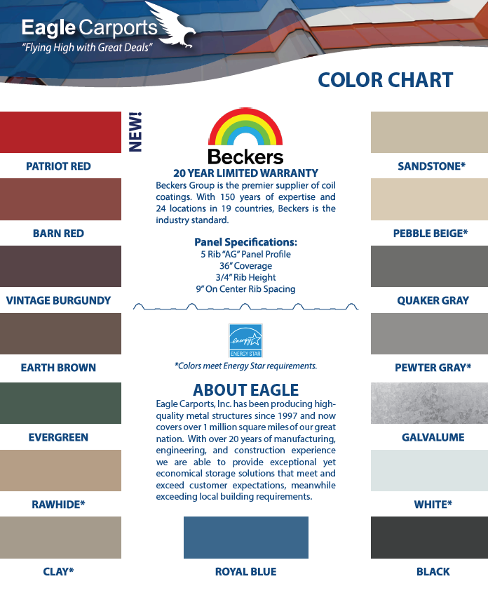 Eagle Carports Color Chart