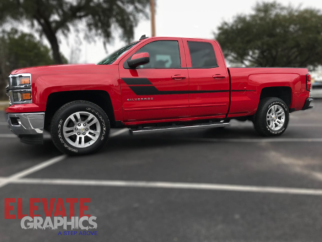 07-18 Chevy Silverado Side Flash Stripe Silverado Vinyl Decals Graphics Stripes