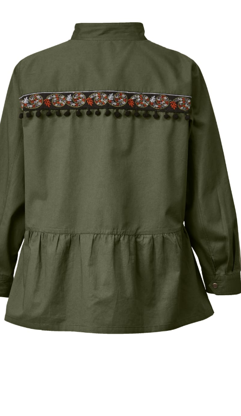 Jacke 48 54 Khaki Stickerei Military Kurzjacke Militar Look Damen Plus Size Neu Eur 44 99 Picclick De