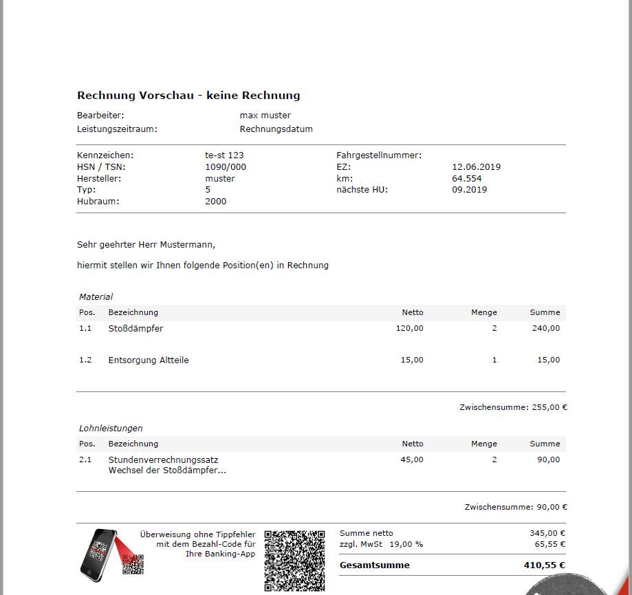 Kaufversion Kfz Rechnungsprogramm Rechnungssoftware Fur Fahrzeug Werkstatt Eur 199 98 Picclick De