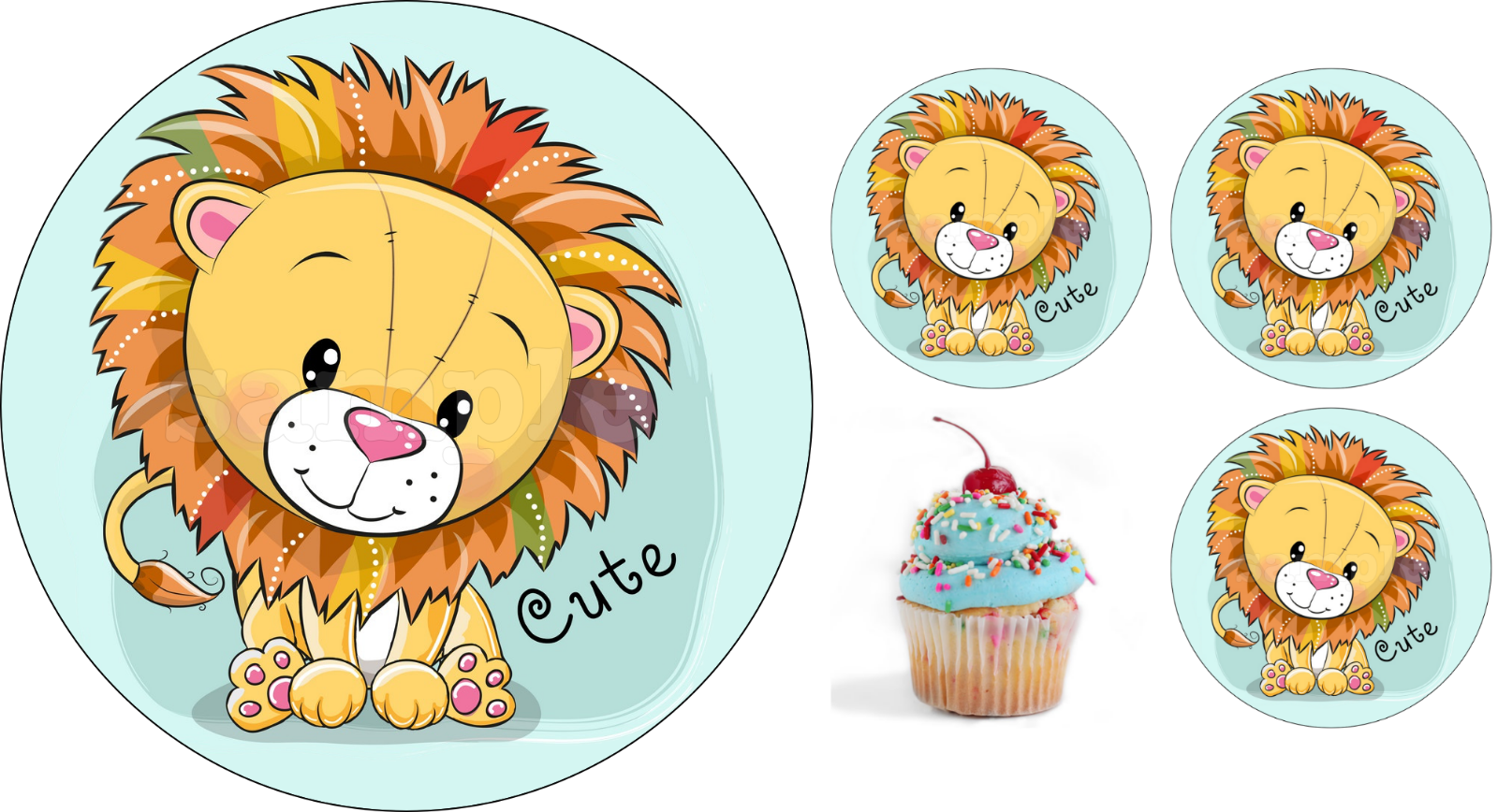 Lion Mignon Animal Deco Gateau Disque Azyme Comestible Anniversaire Fete cm Eur 4 50 Picclick Fr