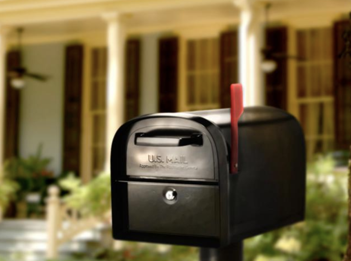 Heimwerker Post Mount Black Mailbox Double Door Steel Heavy Duty