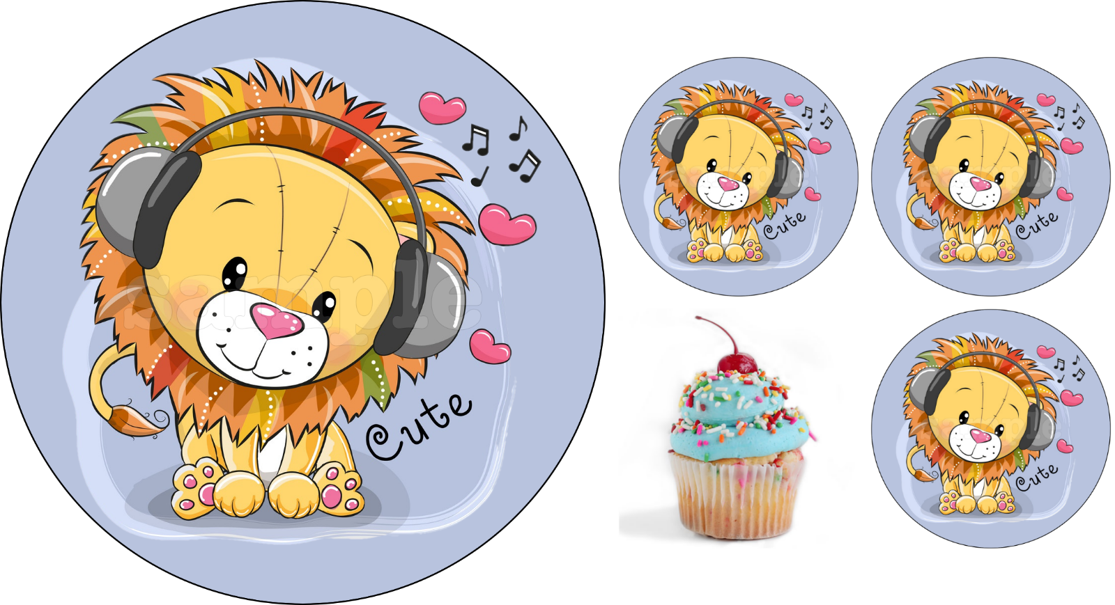 Lion Musique Animal Deco Gateau Disque Azyme Comestible Anniversaire Fete cm Eur 4 50 Picclick Fr